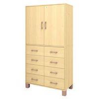 Bibliothèque haute Confetti pieds portes pleines à clé et tiroirs boul/bouleau - Image principale