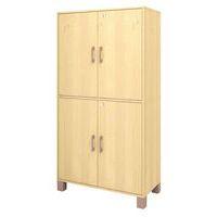 Bibliothèque haute Confetti avec pieds - 4 portes pleines à clé bouleau/bouleau - Image principale