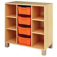 Meuble bas Confetti avec pieds et 4 bacs bouleau/bouleau - Image principale