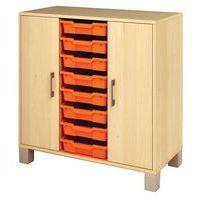 Meuble bas Confetti avec pieds - 8 bacs et portes bouleau/bouleau - Image principale