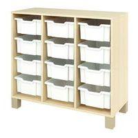 Meuble droit Confetti avec pieds et 12 bacs bouleau/blanc - Image principale