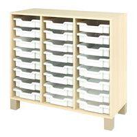 Meuble droit Confetti avec pieds et 24 bacs bouleau/blanc - Image principale