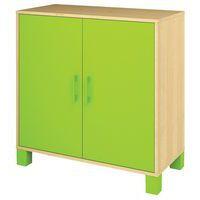 Armoire basse Confetti avec pieds 2 portes bouleau/vert - Image principale