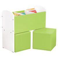 Bac à livres et poufs Confetti bouleau/vert - Image principale