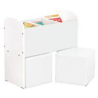 Bac à livres et poufs Confetti bouleau/blanc - Image principale