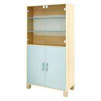 Bibliothèque Confetti avec pieds portes verre à clé et portes pleines - Image 3