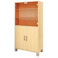 Bibliothèque Confetti avec pieds portes verre et portes pleines à clé - Image 2