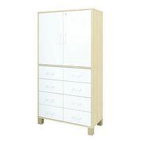 Bibliothèque haute Confetti avec pieds portes pleines à clé et tiroirs - Image 2