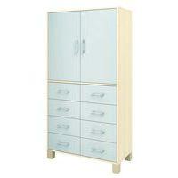 Bibliothèque haute Confetti avec pieds portes pleines à clé et tiroirs - Image 3