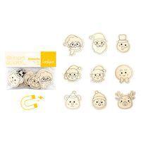 Pack d'aimants Noël en bois à colorier 9 pièces - Image principale