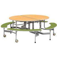 Table mobile ovale Solution  4 bancs 8 assises L153cm T3 Erable/vert olive - Image principale