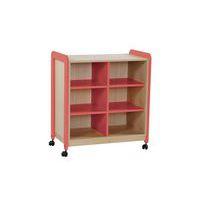 Meuble Lili 2 colonnes 6 niches avec roulettes hteur 98 cm corail - Image principale