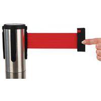 Poteau chromé sangle rouge 2m base à roulettes chromé - Image 4