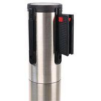 Poteau chromé sangle noir 2m base à roulettes chromé - Image 4