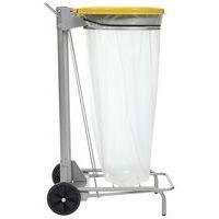 Support roulant pour sac poubelle de tri 110 L couvercle jaune - Rossignol - Image 3