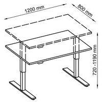 Bureau droit hauteur réglable électrique Evol 120 x 80 cm Plateau Gris - Image 2