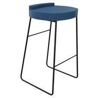 Tabouret POLO assise Pétrole pied Noir - Image principale