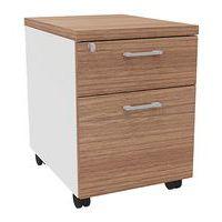 Caisson mobile bois 2 tiroirs (dont 1 DS) blanc/noyer - Image principale