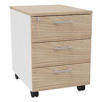 Caisson mobile bois 3 tiroirs rangement blanc/orme - Image principale