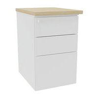 Caisson haut. bureau métal prof. 60 cm blanc/top chêne - Image principale