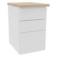 Caisson haut. bureau métal prof. 60 cm blanc/top orme - Image principale