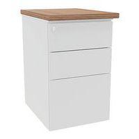 Caisson haut. bureau métal prof. 60 cm blanc/top noyer - Image principale