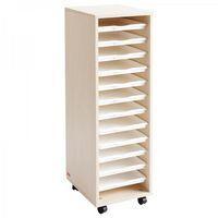 Colonne haute MobiNathan 12 plateaux blancs - Teinte bouleau - Image principale