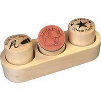 Ensemble de 3 tampons d'encouragement sur socle bois 10x3.5x2 cm - Image 2