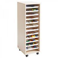 Colonne haute MobiNathan 12 plateaux blancs - Teinte bouleau - Image 3