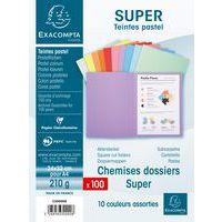 Paquet de 100 chemises dossier 210 g, peau, 24x32 cm couleurs assorties - Image 2