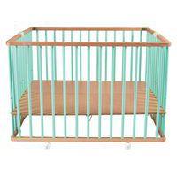 Parc pliant carré GABY (plancher réglable et roulettes) Hybride Vert Mint - Image 2