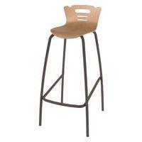 Tabouret 4 pieds hauteur 80 cm coque Coraly bois naturel - noisette cuir - Image principale