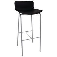 Tabouret haut Popp coque noire - piètement gris - Image principale