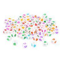 Sachet 1000 perles plastiques couleurs assorties dés cœurs Ø 7 mm - Image principale
