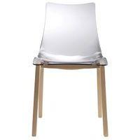 Lot de 2 chaises Zebra antichoc 4 pieds - transparent/hêtre naturel - Image principale