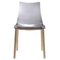 Lot de 2 chaises Zebra antichoc 4 pieds - transparent fumé/hêtre naturel - Image principale