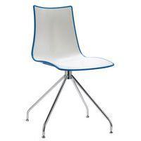 Lot de 2 chaises Zebra blanc/bleu - pied pivotant chromé - Image principale