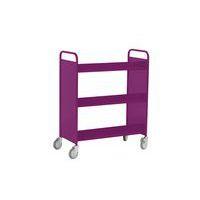 Chariot à livres 6 tablettes inclinées double face prune 4006 - Image 3