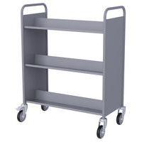 Chariot à livres double face, 6 tablettes inclinées coloris gris alu RAL 9006 - Image 3