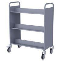 Chariot à livres 6 tablettes inclinées double face gris 7040 - Image 3