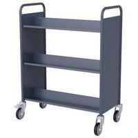 Chariot à livres 6 tablettes inclinées double face bleu gris 7031 - Image 2