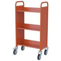 Chariot à livres simple face, 3 tablettes inclinées coloris orange RAL 2004 - Image 2