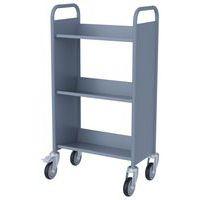 Chariot à livres 3 tablettes inclinées simple face gris 7040 - Image 2