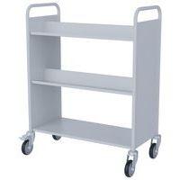 Chariot à livres 4 tablettes inclinées+1 droite double face blanc 9003 - Image 3