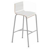 Tabouret 4 pieds hauteur 75 cm stratifié blanc/alu 9006 - Image principale