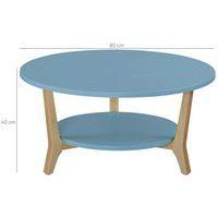 Table basse Zélos Ø 80 cm 2 plateaux hêtre/bleu - Image 3