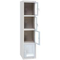 Vestiaire porte transparente 4 cases - 1 colonne lg 40cm Gris/Gris - Image 3