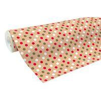 Rouleau kraft brut 70g, 50x0,70m Noël pois rouge blanc or - Image principale