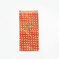 Sachet de 50 pochettes kraft, 15x31+6cm, Pois fond rouge - Image principale