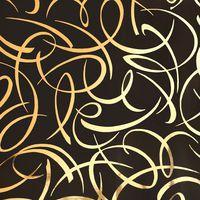 Rouleau papier cadeau 80g, 50x0,70m Arabesque or fond noir - Image 2